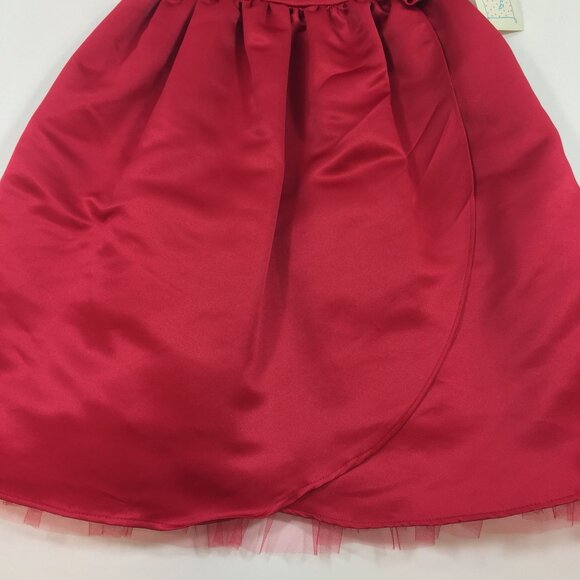 Marmellata Girl's Red Dress Rosette Tulle Underlay Fancy Party Holiday Size 4T - Picture 6 of 16